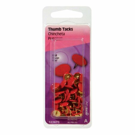 HOMECARE PRODUCTS 0.31 x 0.37 in. Red Tacks, 40PK HO3304799